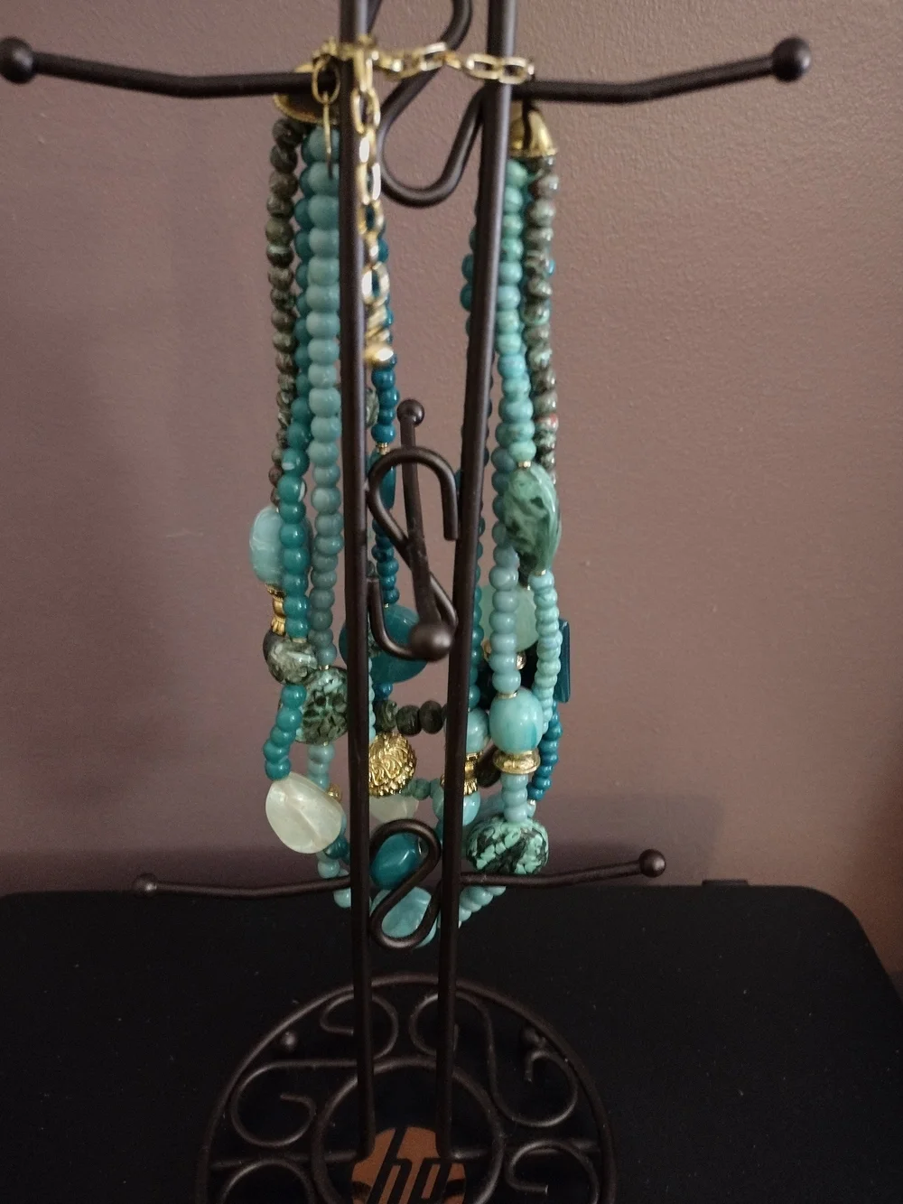 Chico's Teal Multi-Strand Beaded Necklace